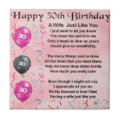 Ehefrau-Gedicht - 30. Geburtstag Fliese (Vorderseite)