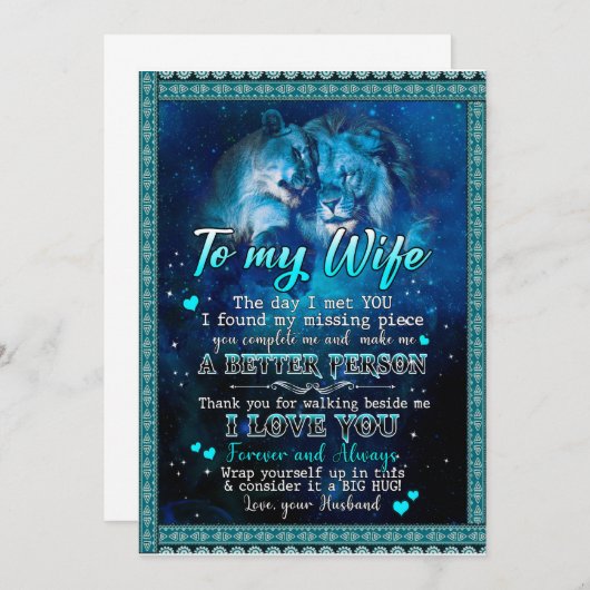 Ehefrau Geschenke | Brief an meine Ehefrau Liebe v Einladung (Vorne/Hinten)