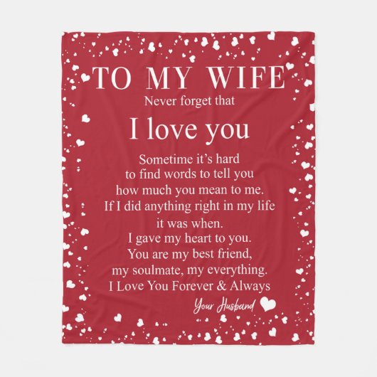 Ehefrau Geschenke | Brief an meine Ehefrau Liebe v Fleecedecke (Vorderseite)