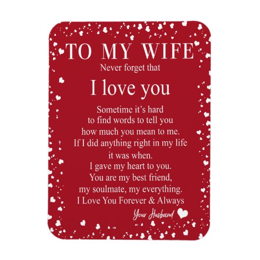 Ehefrau Geschenke | Brief an meine Ehefrau Liebe v Magnet (Vertikal)