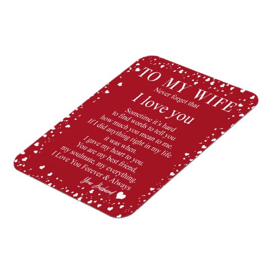 Ehefrau Geschenke | Brief an meine Ehefrau Liebe v Magnet (Linke Seite)