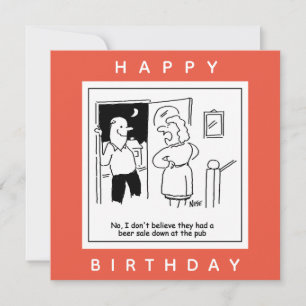 Ehefrau glaubt nicht, dass Pub einen Bier-Cartoon  Karte