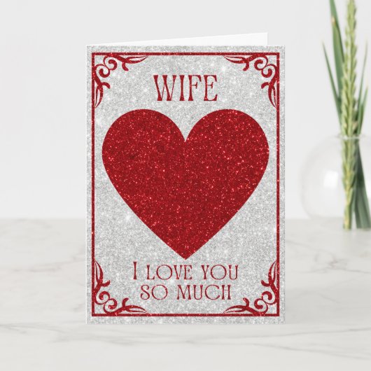 Ehefrau Glitzer Valentinkarte Karte (Vorderseite)