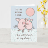 Ehefrau glücklich Jubiläum Niedliche Schweine Karte (Gelbe Blume)