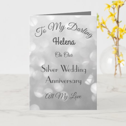 Ehefrau-Grußkarte des Silberjubiläums. Karte (Gelbe Blume)