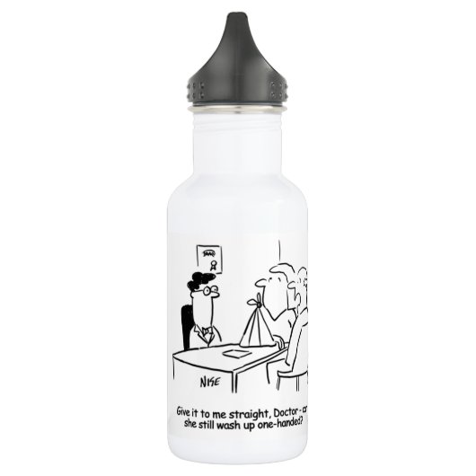 Ehefrau hat einen gebrochenen Arm in einem Sling S Edelstahlflasche (Links)