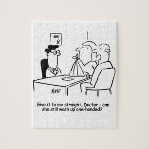 Ehefrau hat einen gebrochenen Arm in einem Tuch Puzzle