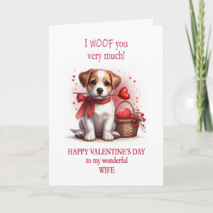 Ehefrau I Woof You Valentine's Day Puppy Dog Feiertagskarte