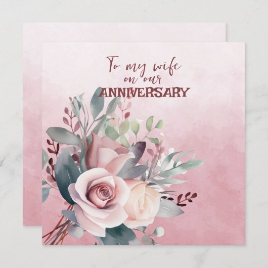 Ehefrau Jubiläum Rosen Mitteilungskarte (Vorne/Hinten)