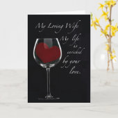 Ehefrau Jubiläum Weinglas Herz Karte (Gelbe Blume)