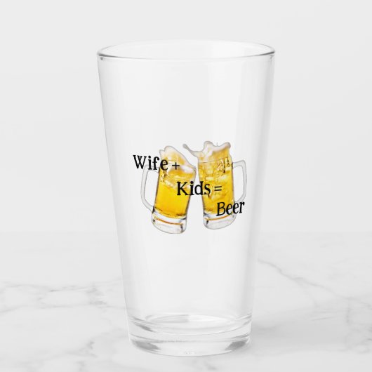 Ehefrau+kids=Bierväter Tag Trinkglas Glas (Vorderseite)