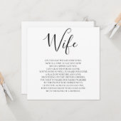 Ehefrau Liebe Gedicht von Ehemann Karte (Vorderseite/Rückseite Beispiel)