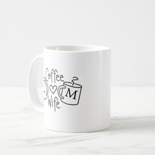 Ehefrau Liebe Monogramm Tasse (Vorderseite Links)
