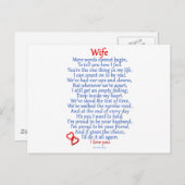 Ehefrau Liebe Postkarte (Vorne/Hinten)