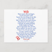 Ehefrau Liebe Postkarte (Vorderseite)