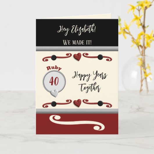 Ehefrau Liebe Sie ruby 40 Jahre schwarz Karte (Gelbe Blume)