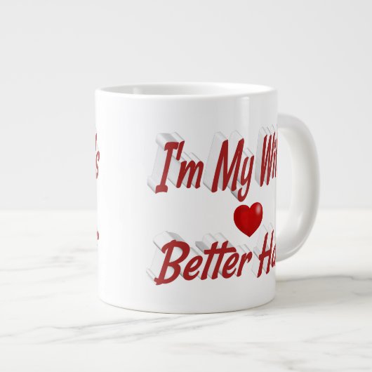 Ehefrau lustiger roter Text Jumbo-Tasse (Vorderseite Rechts)