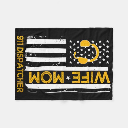 Ehefrau Mama 911 Dispatcher US Flag Unabhängigkeit Fleecedecke (Vorderseite (Horizontal))
