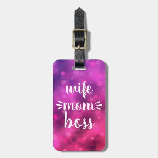 Ehefrau Mama Boss Babe Bold Script Typografie Hot Gepäckanhänger (Vorderseite vertikal)