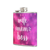 Ehefrau Mama Boss Babe Script Typografie Bold Hot Flachmann (Links)