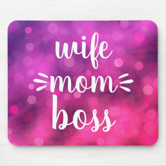 Ehefrau Mama Boss Babe Spaß Script Typografie Hot Mousepad (Vorne)