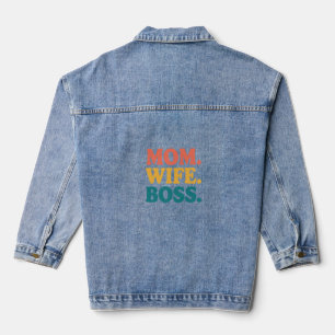 Ehefrau - Mama - Boss   Befähigung zu Zitat Denim  Jeansjacke