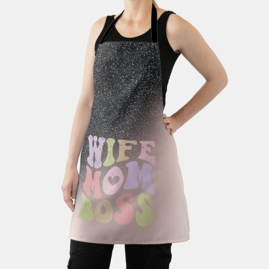 Ehefrau Mama Boss Black Glitzer Ombre Rose Gold Schürze (InSitu)