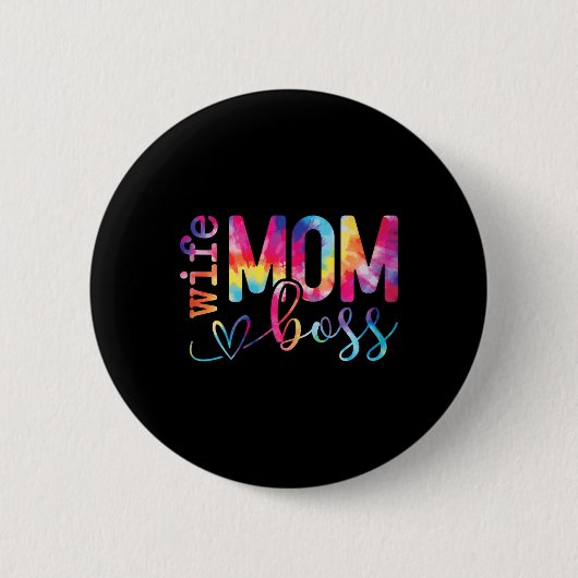 Ehefrau Mama Boss Funny Mütters Day Button (Vorderseite)