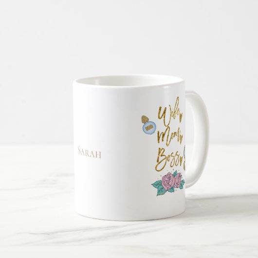 Ehefrau Mama Boss Gold Typografie/Name Kaffeetasse (VorderseiteRechts)