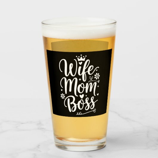 Ehefrau Mama Boss Niedliches Muttertagsgeschenk Glas (Vorne (Gefüllt))