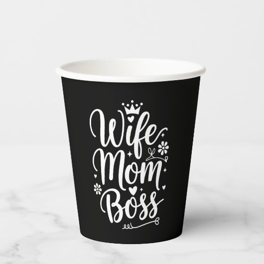Ehefrau Mama Boss Niedliches Muttertagsgeschenk Pappbecher (Vorderseite)