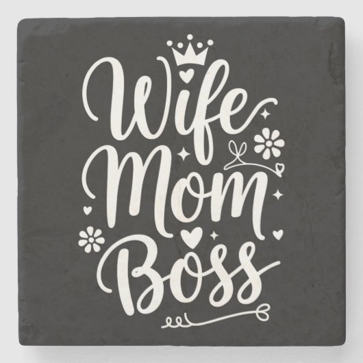 Ehefrau Mama Boss Niedliches Muttertagsgeschenk Steinuntersetzer (Vorderseite)
