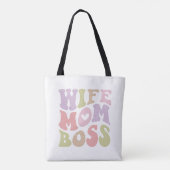 Ehefrau Mama Boss Retro Script Groovy Mutter Tag Tasche (Rückseite)
