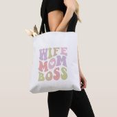 Ehefrau Mama Boss Retro Script Groovy Mutter Tag Tasche (Von Nahem)