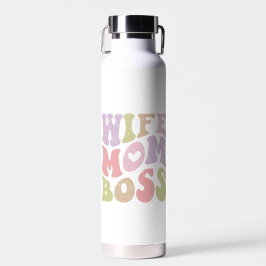 Ehefrau Mama Boss Retro Script Groovy Mutter Tag Trinkflasche (Vorne)