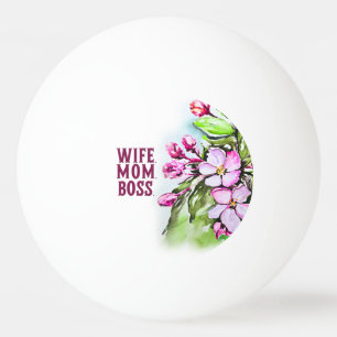 Ehefrau Mama Boss, rosa Blume Tischtennisball