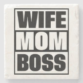 Ehefrau - Mama - Boss Steinuntersetzer (Vorderseite)