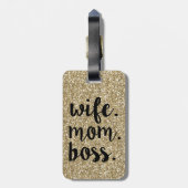Ehefrau-Mama-Chef-Glitzer-Goldgepäckumbau Gepäckanhänger (Rückseite vertikal)