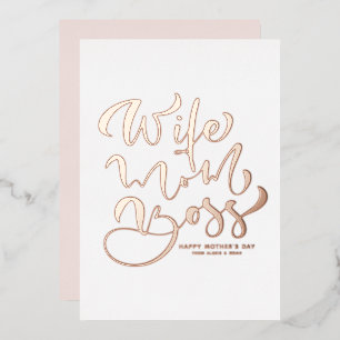 Ehefrau Mama Chef Kalligrafie Muttertag Rose Gold Folieneinladung