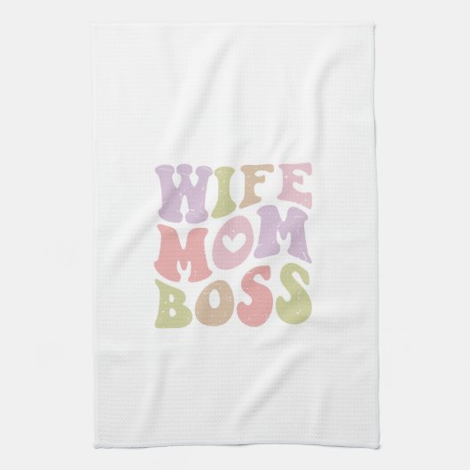 Ehefrau Mama Chef Retro Schriftzug Muttertag  Geschirrtuch (Vertikal)
