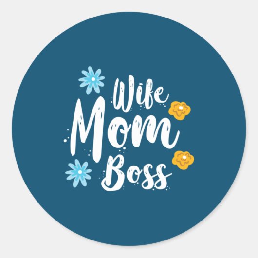 Ehefrau-Mama-Chef Runder Aufkleber (Vorderseite)