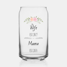 Ehefrau & Mama Custom Floral Family Title mit Est