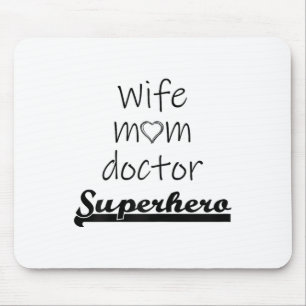 Ehefrau Mama Doktor Superhero Outfit Niedlich Mütt Mousepad