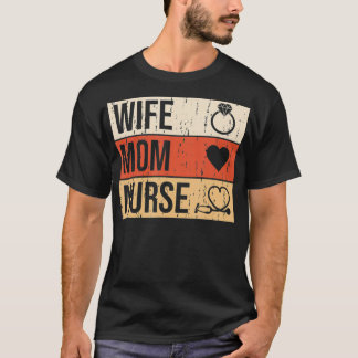 Ehefrau Mama Kinderring Stethoscope Mütter Tag T-Shirt