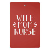 Ehefrau-Mama-Krankenschwester-Grafik Mini Klemmbrett (Rückseite)