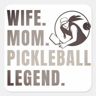 Ehefrau Mama Pickleball Legend - Vintage Sonnenfra Quadratischer Aufkleber