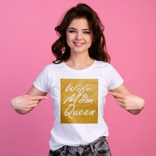 Ehefrau Mama Queen | Goldenes Glitzer T-Shirt