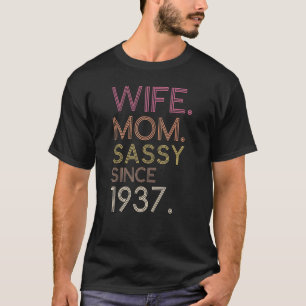 Ehefrau Mama Sassy Seit 1937 85. Niedlich Retro Ge T-Shirt