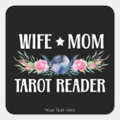 Ehefrau Mama Tarot Reader Blume Moon Antlers Boho Quadratischer Aufkleber (Vorderseite)