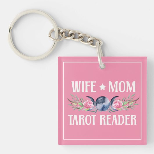 Ehefrau Mama Tarot Reader Blume Moon Antlers Boho Schlüsselanhänger (Vorderseite)